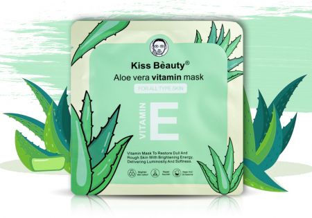 Увлажняющая тканевая маска с Алое и Витамином E Kiss Beauty Aloe Vera, 25 ml